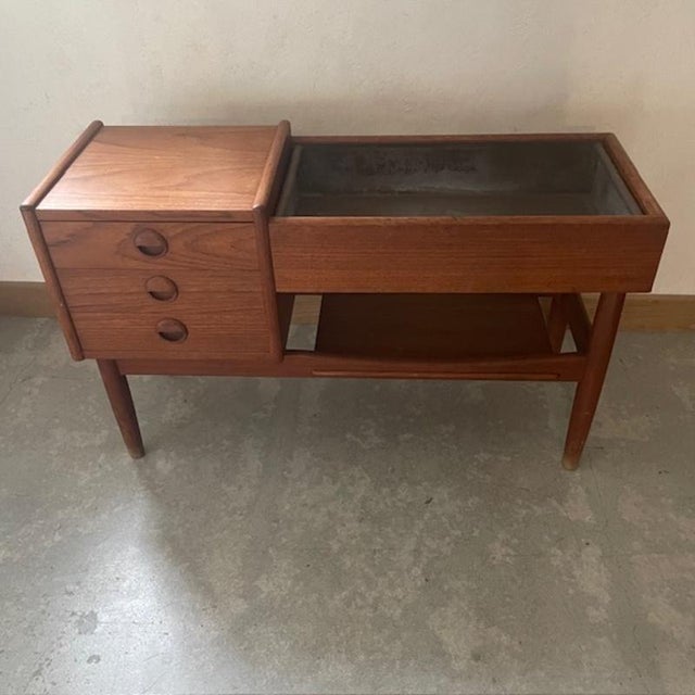 Vintage Teak Console Planter For Sale - Image 4 of 4