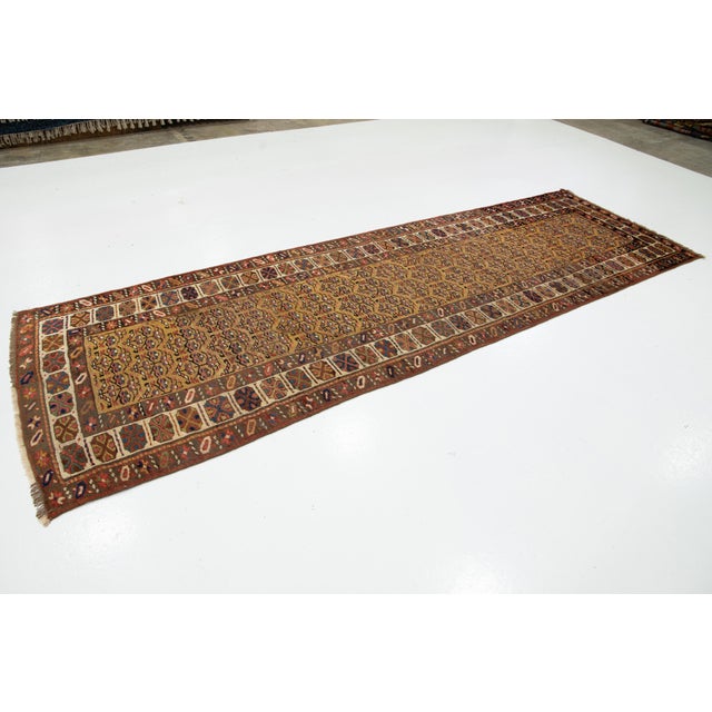 Persian Antique Malayer Wool Runner in Tan With Allover Pattern For Sale - Image 3 of 8