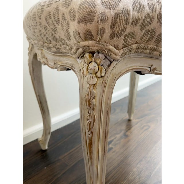 French Early 20th Century Pair of Antique French-Styled Upholstered Footstools For Sale - Image 3 of 7