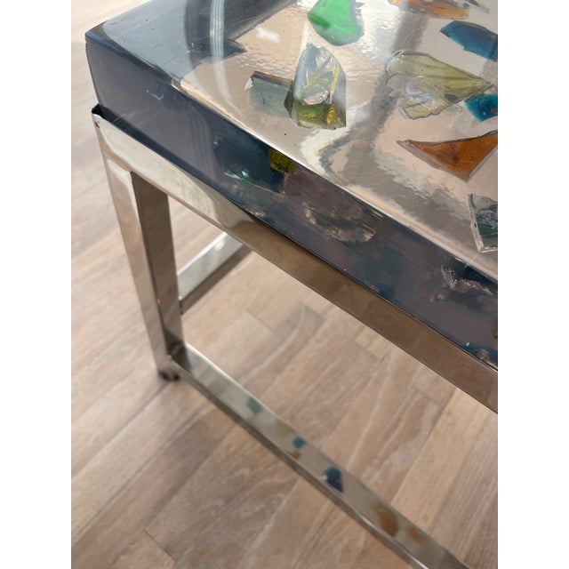 1970s French Resin and Chrome Side Tables, Pair For Sale - Image 4 of 9