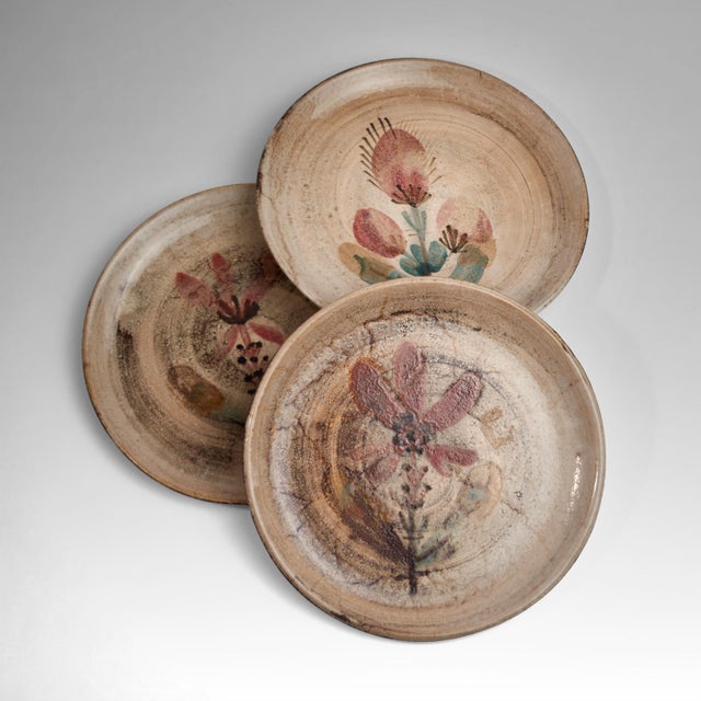 Beige Plates by Gustave Reynaud for Le Mûrier, France, 1960s, Set of 3 For Sale - Image 8 of 8