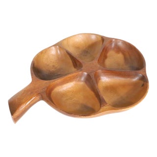 Mid 20th Century Hand Carved Wood Serving Bowl Made in the Philipines For Sale