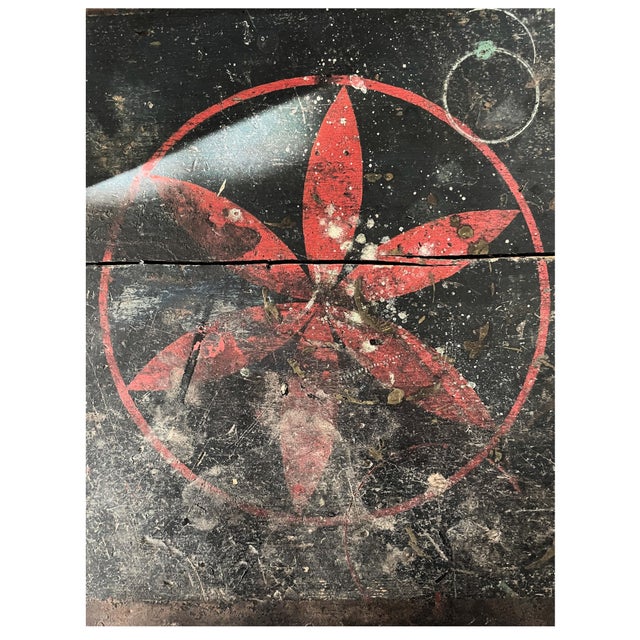 Early 20th Century Original Hand Painted Cabinet Maker Trunk + Antique Tools For Sale - Image 9 of 10