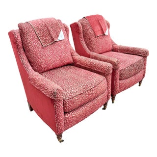 Vintage Regency Red Leopard Print Lounge Chairs by Sherrill Furniture For Sale