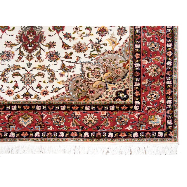 Vintage Persian Silk and Wool Tabriz Rug For Sale - Image 11 of 14