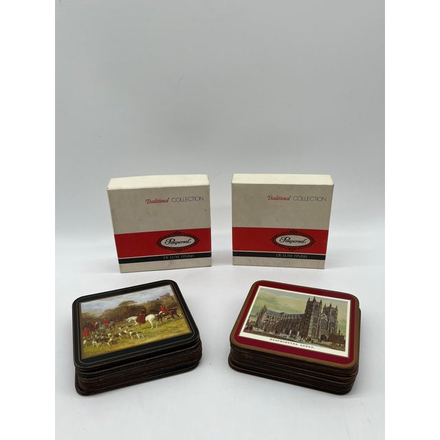 De Luxe Traditional Collection Coasters with English Landmarks and Riding and Hunting Scenes from Pimpernel England, 1980s, Set of 20 For Sale - Image 10 of 17