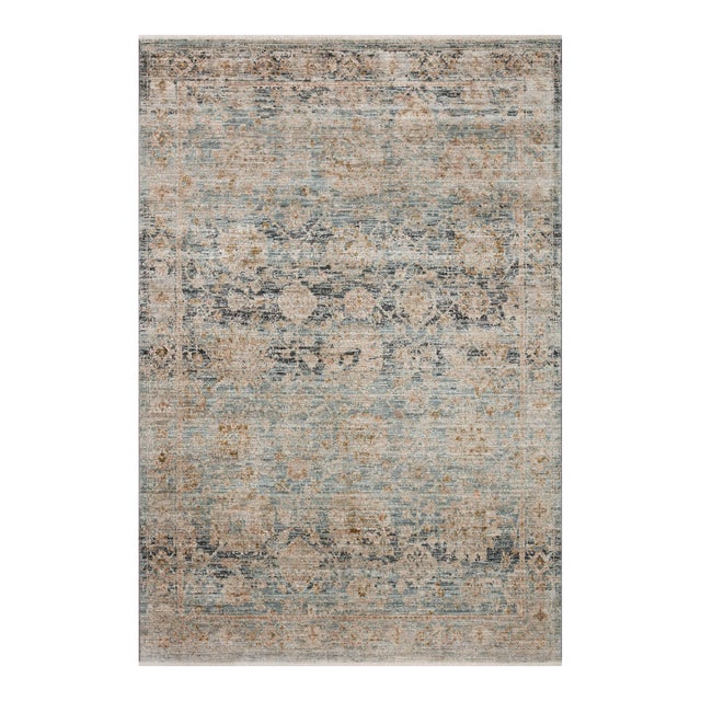 Jean Stoffer x Loloi Katherine Ocean / Coral 5'-3" x 7'-9" Area Rug For Sale