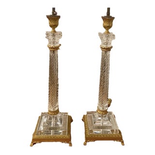 19th Century French Baccarat Crystal and Dore’ Bronze Lamps - a Pair For Sale