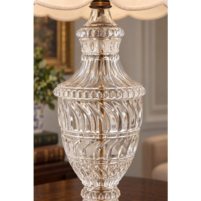 Black Mid 20th Century Gothic Revival Yugoslavian Hand-Cut Lead-Crystal Lamps With Black Velvet Fringe Shades - Set of 3 For Sale - Image 8 of 10
