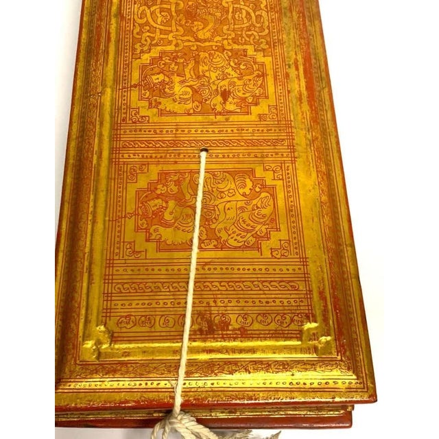 Wood Antique Burmese Kammavaca Script in Lacquer For Sale - Image 7 of 11