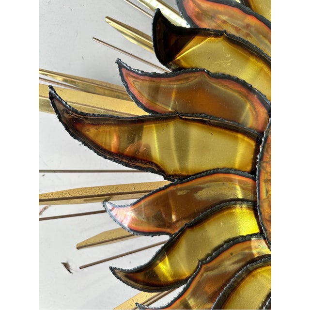 Brass Curtis Jerė Sun And Moon Wall sculpture circa 1993 For Sale - Image 8 of 11