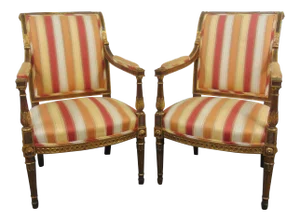 Louis XVI Gilt Carved Walnut Chairs - a Pair
