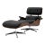 Pasargad Home Portfino Black Leather Lounge Chair With Ottoman For Sale