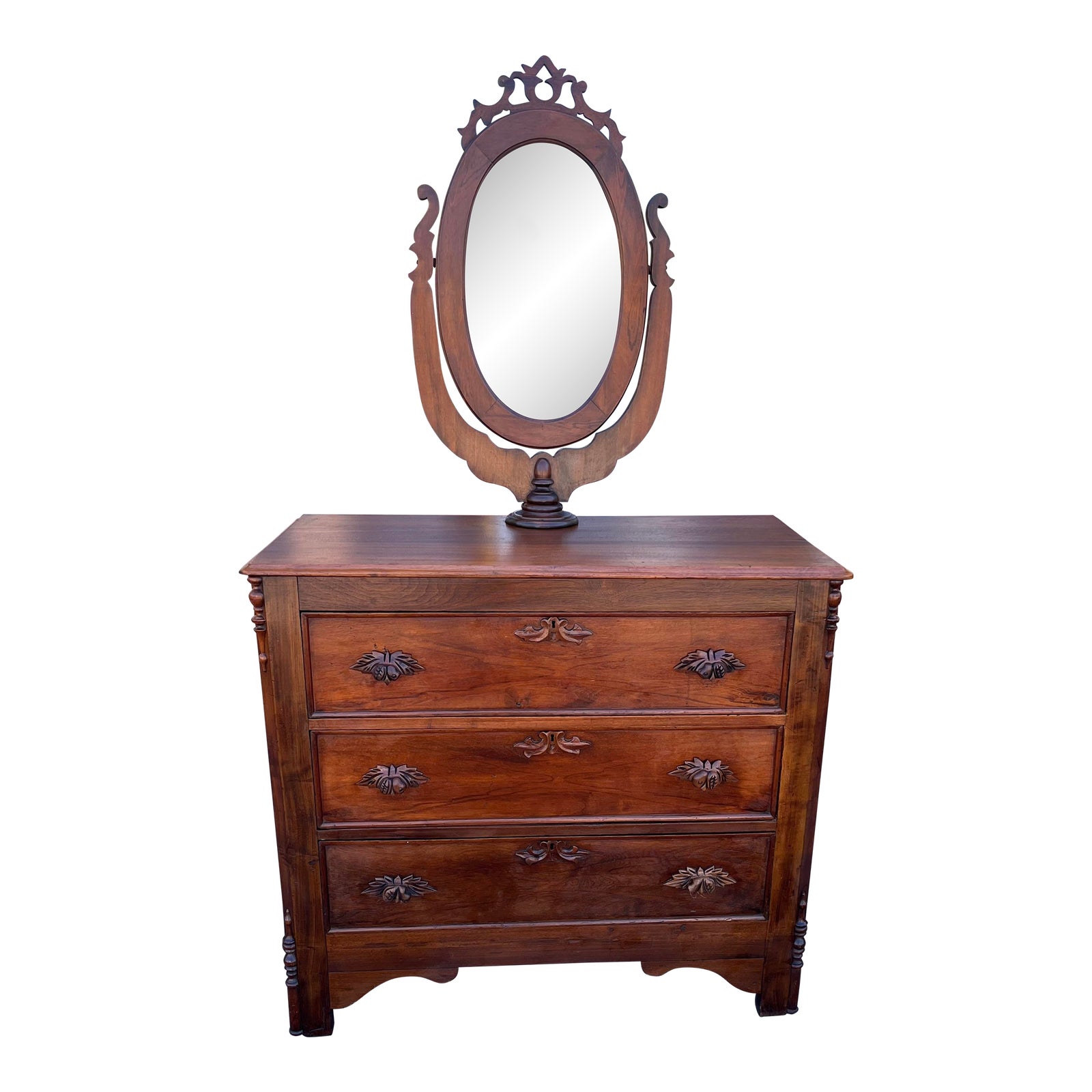 Late 19th Century Victorian Walnut Dresser With Mirror Chairish