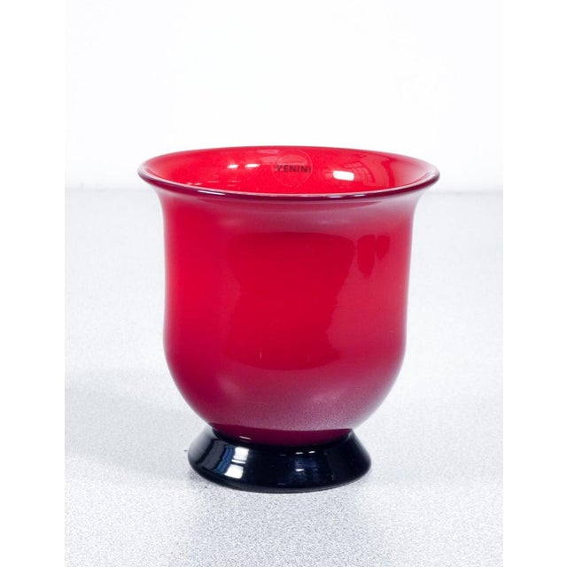 Red Red Opal Blown Glass Vase from Venini For Sale - Image 8 of 14