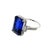 14k White Gold Emerald-Cut Blue Sapphire & Diamond Ring, Size 6 For Sale - Image 4 of 6