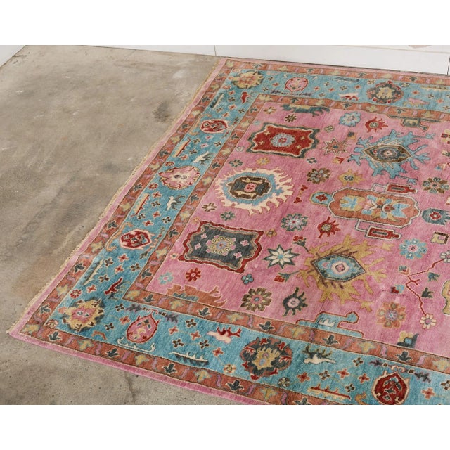 Turkish Jewel Toned Modern Turkish Oushak Rug For Sale - Image 3 of 12