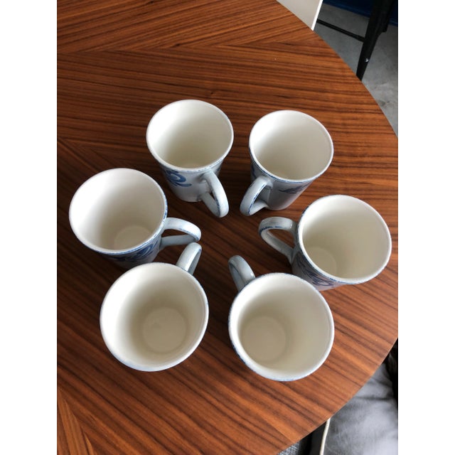 Vintage Handmade Italian Coffee Cups in Blue & White by Ceramiche