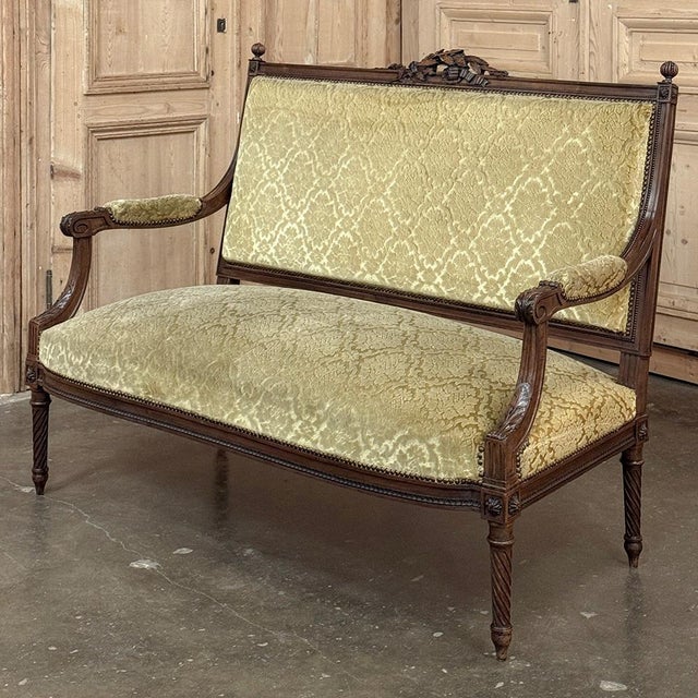 French 19th Century French Louis XVI Walnut Canape ~ Sofa For Sale - Image 3 of 16