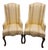 Petite Vintage Queen Anne High-Back Wingback Chairs for Small Spaces in Butter Yellow Floral Stripe – A Pair For Sale