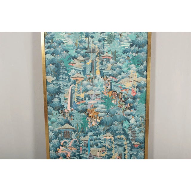 Balinese Artist, Blue Palm Trees, 1980s, Acrylic on Canvas, Framed For Sale - Image 7 of 14