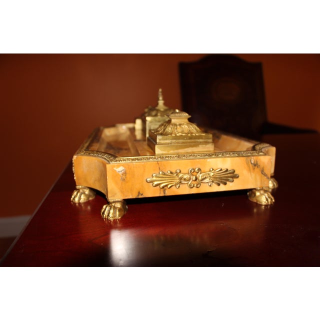 French Napoleon III Onyx and Ormolu Inkstand Set , C. 1870-1890 Excellent For Sale - Image 9 of 12