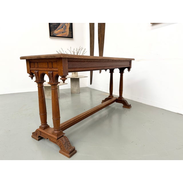 Carved Oak Console Table, 1900s For Sale - Image 12 of 16
