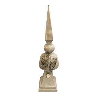 Vintage Italian Brass Finial Embellished With Intaglio and Paper For Sale