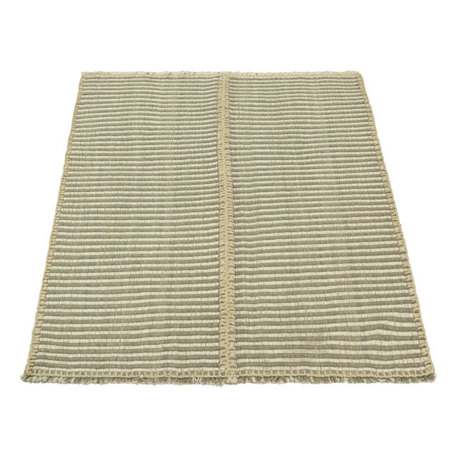 2010s Rug & Kilim’s Contemporary Kilim With Textural Cream White and Black Stripes For Sale - Image 5 of 7