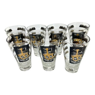 1960s Cera Mid Century Lincoln Cocktail/Champagne Glasses - Set of 7 For Sale