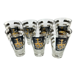1960s Cera Mid Century Lincoln Cocktail/Champagne Glasses - Set of 7