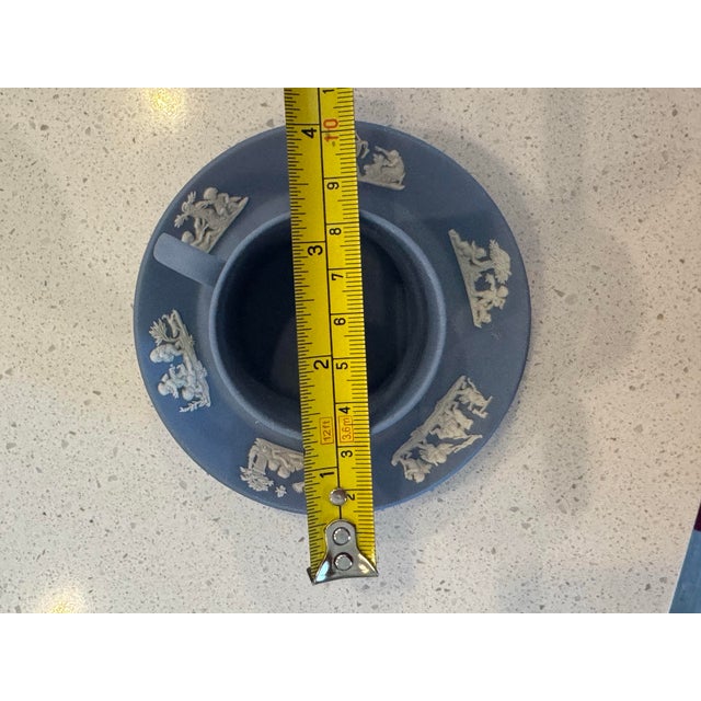 Cream Color on Lavender (Pale Blue) Jasperware Tea Coffee Cup and Saucer For Sale - Image 11 of 12