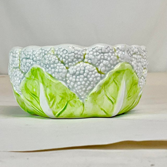 1970s Vintage Trompe L’Oeil Boho Chic Hollywood Regency Cauliflower Serving Bowl For Sale - Image 9 of 10