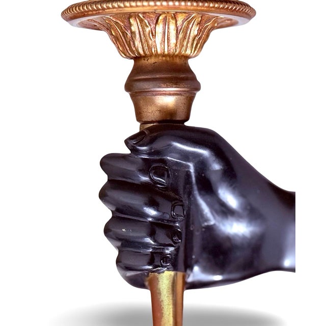 Maison Charles c.1950 French Gilt-Bronze Hand-Form Wall Sconces Maison Charles - a Pair For Sale - Image 4 of 6