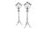 A pair of Renaissance Revival wrought iron five candle floor candelabra. Scrolled arms support ribbon shaped drip pans...