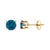 Contemporary 14K Yellow Gold 1/2 Cttw Round Brilliant Cut Lab Grown Blue Diamond 4-Prong Classic Solitaire Stud Earrings (Blue Color, VVS2-VS1 Clarity) For Sale - Image 3 of 5