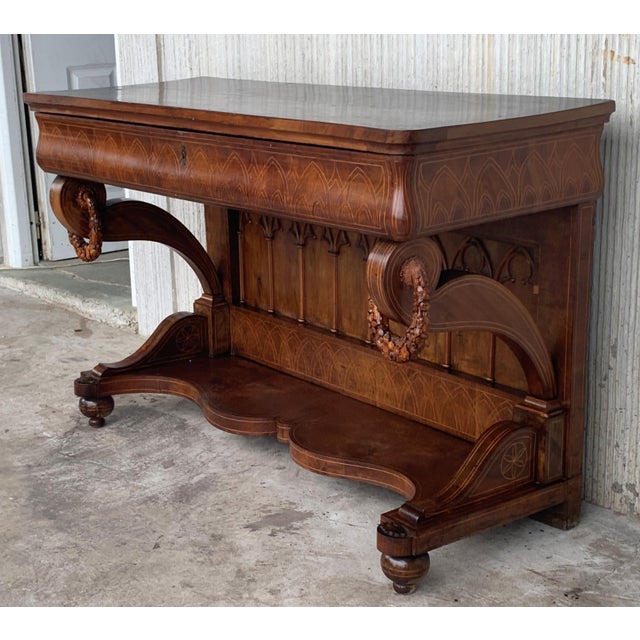 Early Biedermeier Period Walnut Console Table with Drawer, Austria, circa 1830 For Sale - Image 18 of 18