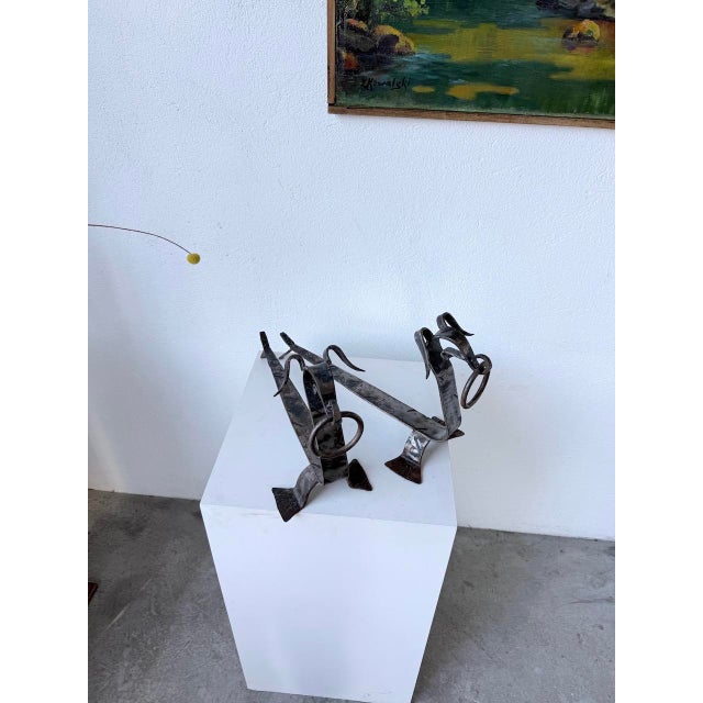 Gray Zoomorphic Metal Dog Andirons, 1950s, Set of 2 For Sale - Image 8 of 18