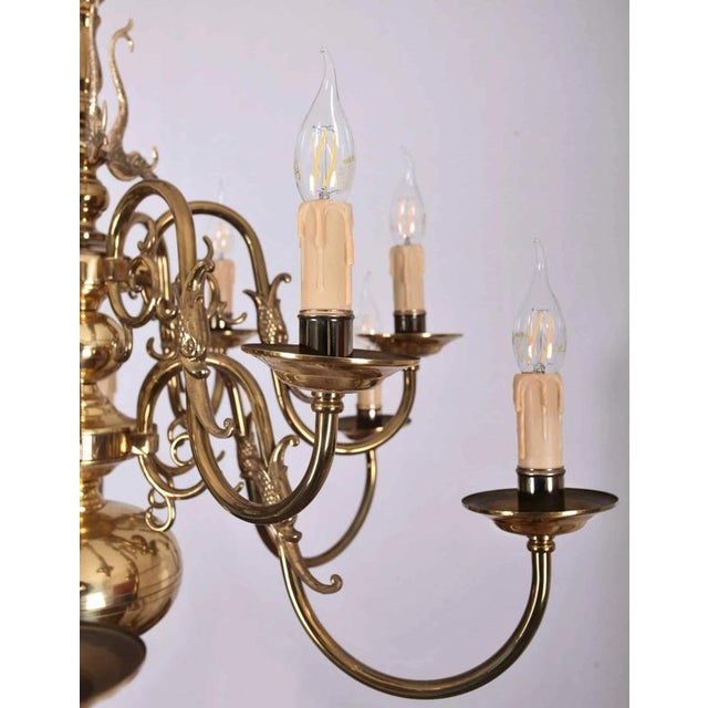 Large Gilt 2-Tier Chandelier with Fish For Sale - Image 3 of 6