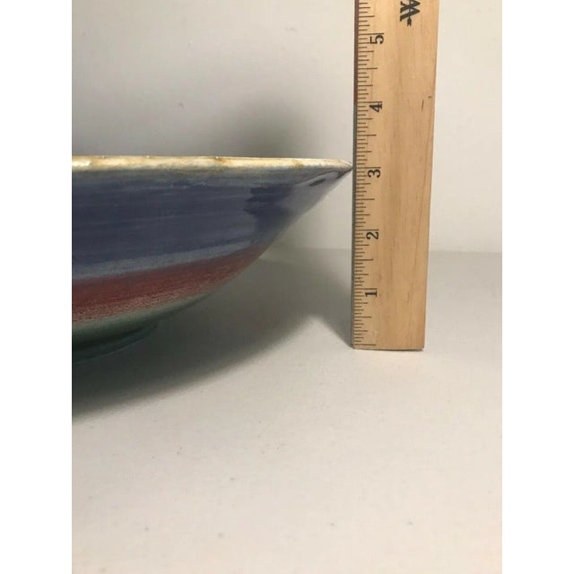 Celadon 1980s Original Dan Tolkoff Studio Pottery Rainbow Glazed Platter Signed by the Artist For Sale - Image 8 of 9