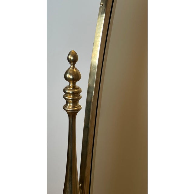 Brass Large Empire style Psyche mirror in bronze and brass For Sale - Image 8 of 12