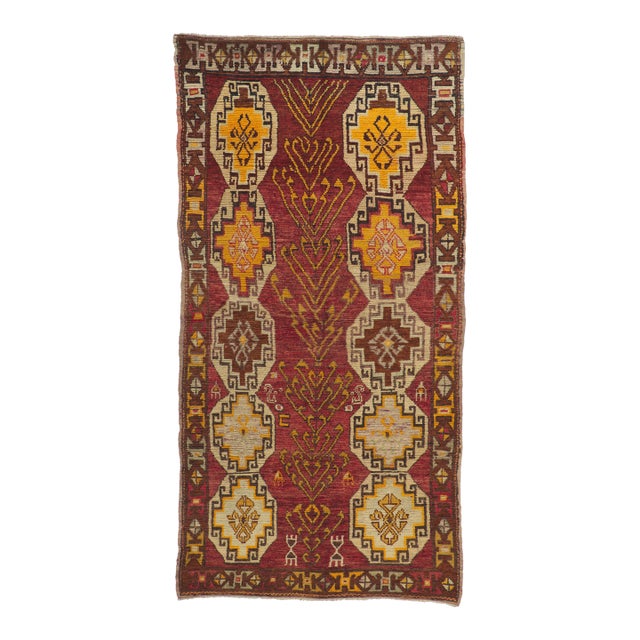 Vintage Turkish Oushak Rug Runner - 04'00 X 07'09 For Sale