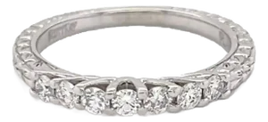 Scott Kay Diamond & Platinum Stack Wedding Band Ring - Size 5.5