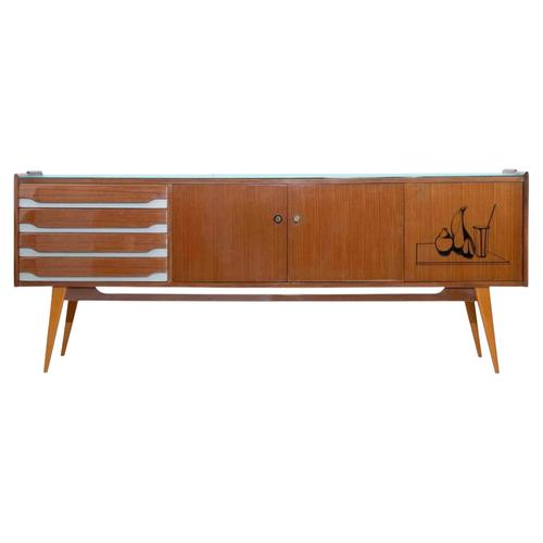 Vintage Italian Sideboard with Glass Top, Mid-20th Century For Sale - Image 15 of 15