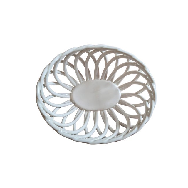 Ceramic Vintage Stoneware Ceramic Pottery Lattice Fruit Bowl For Sale - Image 7 of 11