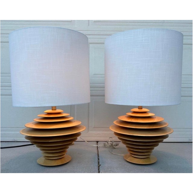 Pair of Discus Table Lamps Attributed to Shepard Vineburg, Los Angeles C. 1980 For Sale - Image 10 of 18