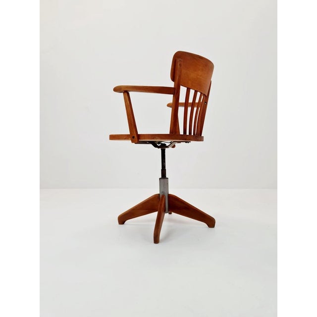 Bauhaus Style Swivel Office Armchair in Wood from Stollgiroflex, 1960s For Sale - Image 4 of 11
