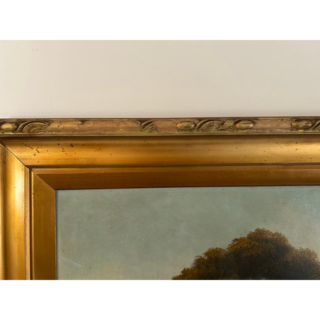 Pair of Antique 19th Century Continental Vertical Landscape Paintings For Sale - Image 10 of 15