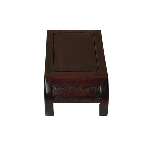 Asian 5.5" Reddish Brown Scroll Leg Rectangular Wood Display Stand Easel For Sale - Image 3 of 7