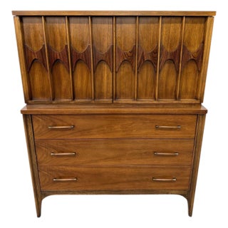 Mid-Century Modern Kent Coffey Perspecta Walnut High Chest For Sale